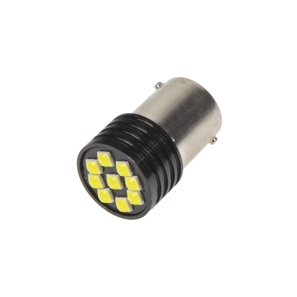 x LED BA15s bílá, 12V, 9LED/3030SMD