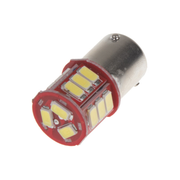 LED BAU15s bílá, 12-24V, 18LED/5730SMD