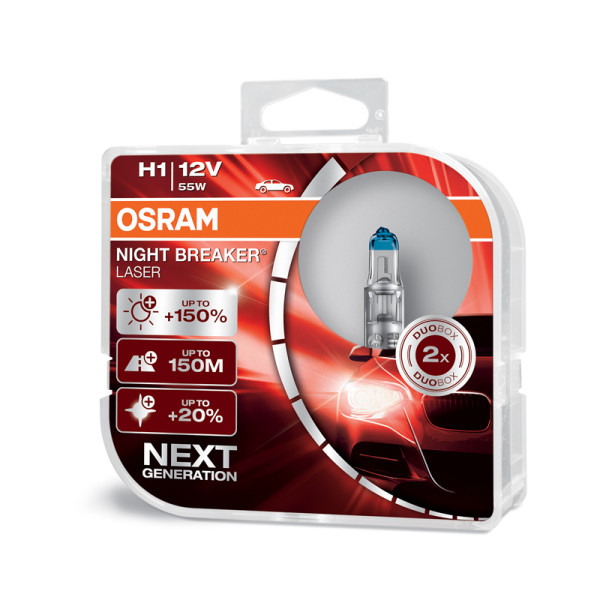 OSRAM 12V H1 55W night breaker laser (2ks) Duo-box