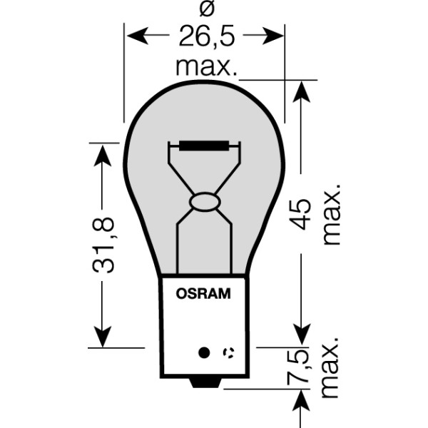 OSRAM 12V PY21W (BAU15s) 21W standard (10ks) oranžová