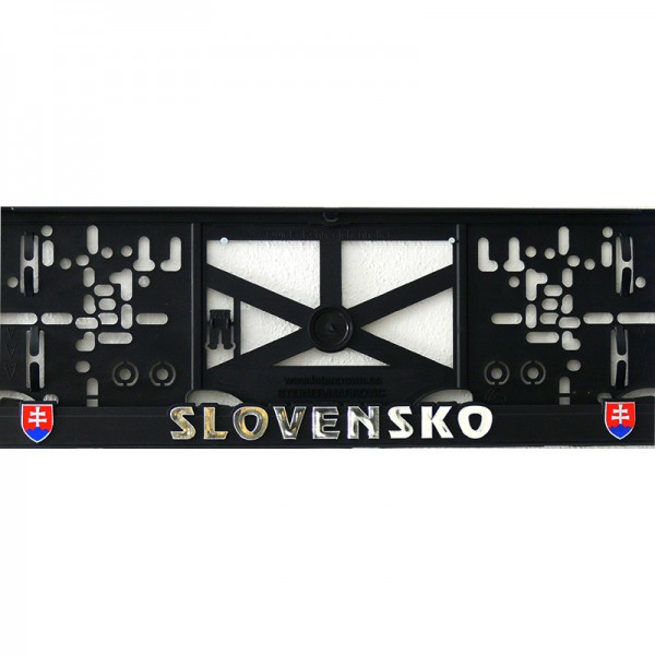 Podložky pod ŠPZ - Plastová_čierna - SLOVENSKO s 3D reliéfom (2ks)