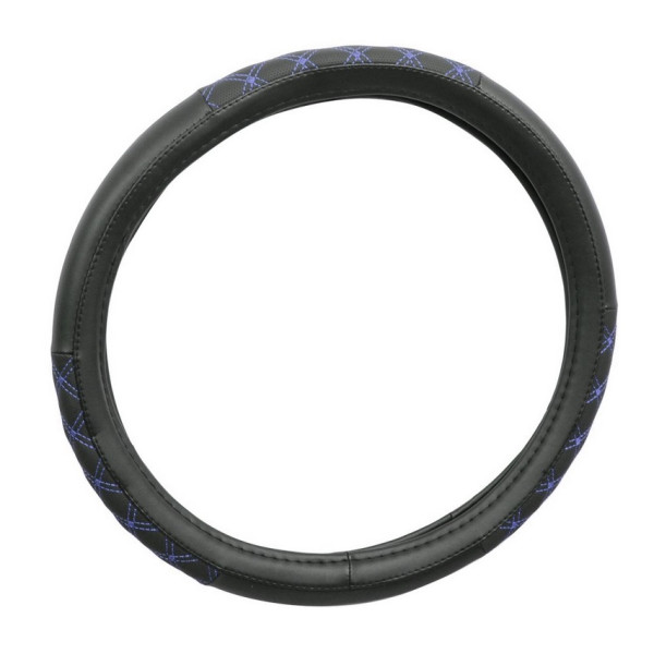 Poťah na volant - čierny s modrým štepom 37-39cm - BLIND