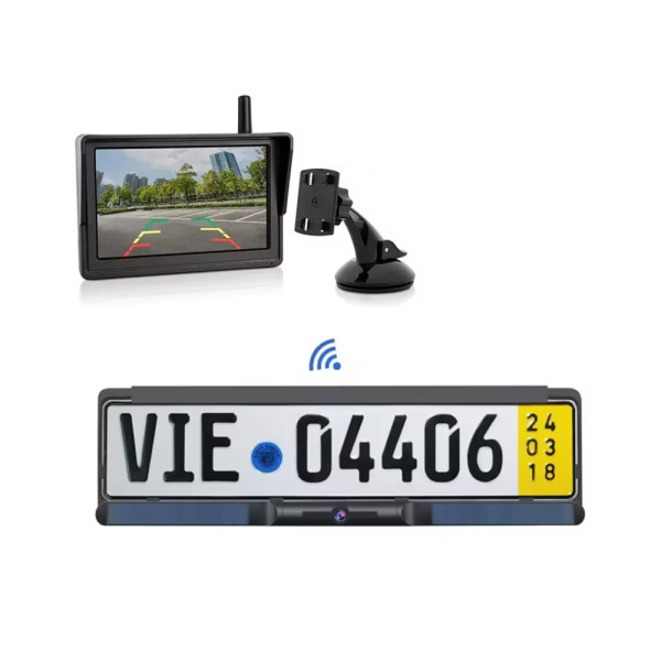 SET bezdrátový digitální kamerový systém s kamerou v SPZ se solárním napájením a monitorem 5"