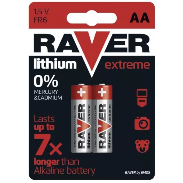 Batéria AA Líthium extreme_1,5V - RAVER (2ks/balenie)
