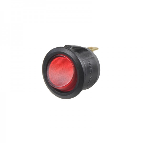 Prepínač kolískový okrúhly 20,2mm_12V_20A_Červené podsvietenie