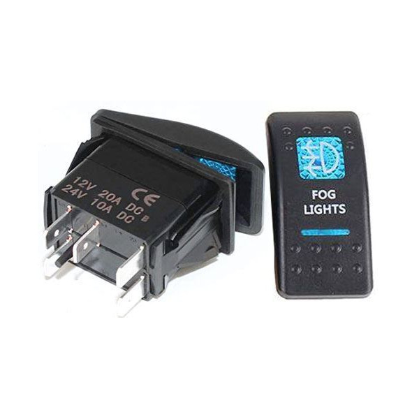 Prepínač kolískový 37x21mm 12V 20A modré podsvietenie HMLOVKY