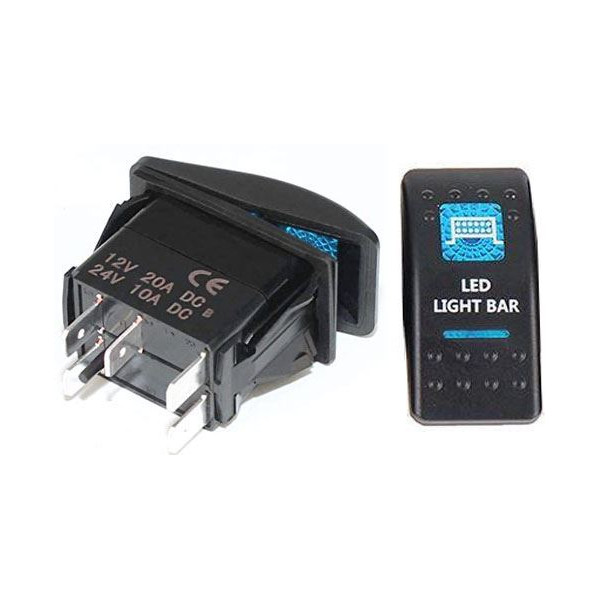 Prepínač kolískový 37x21mm 12V 20A modré podsvietenie LED LIGHT BAR