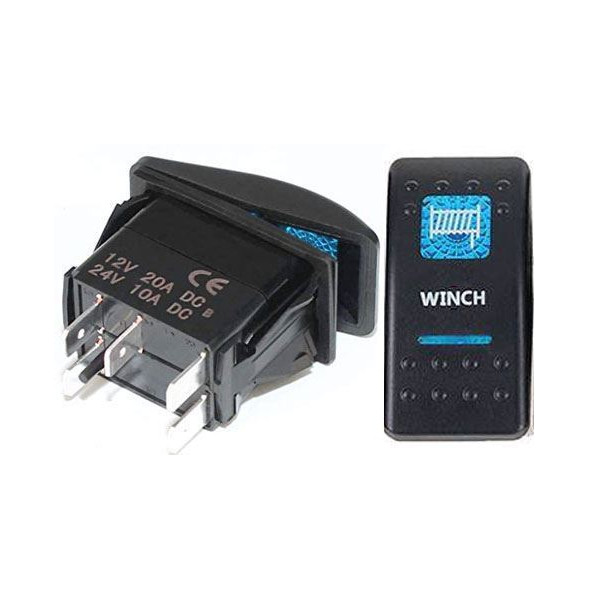 Prepínač kolískový 37x21mm 12V 20A modré podsvietenie NAVIJÁK