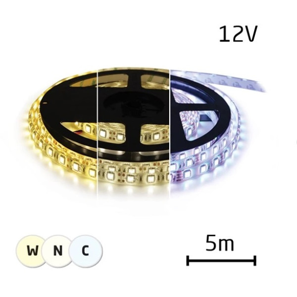 LED pásik 5m_BIELA teplá/neutrálna/studená_300LED_24W_8mm_BIELY podklad_IP66 (vodotesný)