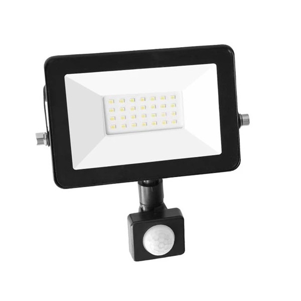 Svietidlo reflektor LED/PIR 20W_BIELA denná_4000K_120°_1900lm_IP65_155x115x29mm_čierny - GETI GLF20P