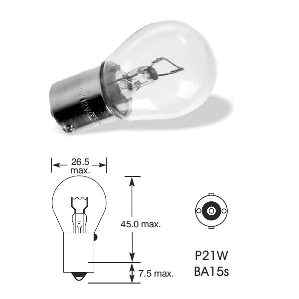 Autožiarovka 12V - BA15s/P21W/21W - NARVA