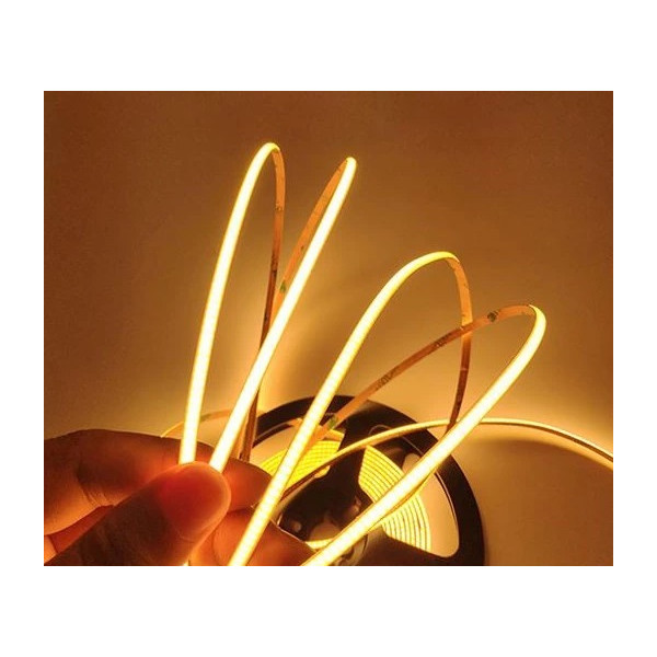 LED pásik 12VDC - BIELA teplá_COB LED_50W_IP44_8mm_BIELY podklad (5m)