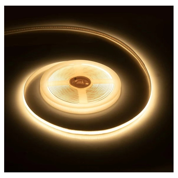 LED pásik 5m_BIELA teplá_320LED_55W_IP65_8mm_Biely podklad_12VDC_208Lm/1m_LED COB - REBEL