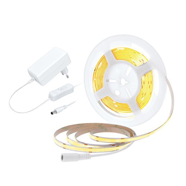LED pásik 5m_BIELA teplá_COB LED_40W_IP20_8mm_BIELY - SOLIGHT (sada)