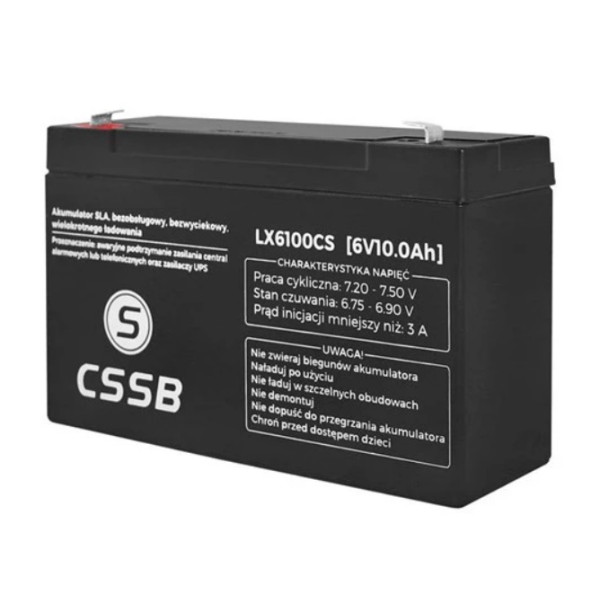 Akumulátor 6V / 10 Ah - CSSB 94x48x149 mm