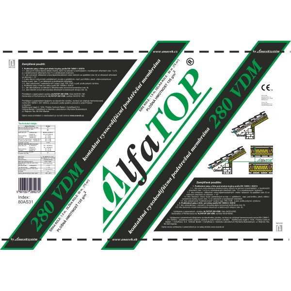 STAVBA - Fólia difúzna 135g_1,6 x 50m - ALFATOP 280 VDM