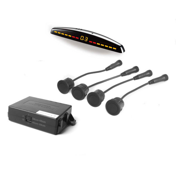 Parkovacie snímače 4-senzorové_ZADNÉ_ČIERNE_Akustické/LCD_12-24V_Antihook_18,8mm_2,3m - STEELMATE PTS411M7