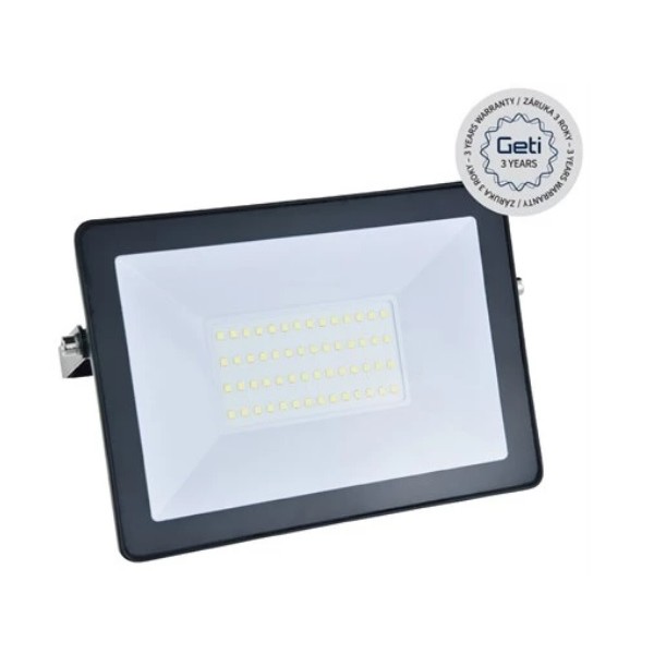 Svietidlo reflektor LED 50W_4000K_120°_4750lm_IP65_220x160x31mm_černy - GETI GLF50