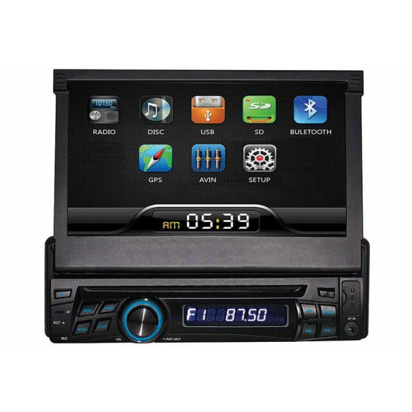 1DIN DVD autorádio s výsuvným 7" LCD, bluetooth, SD/USB/FM/DUAL-GPS/RDS/ČESKÉ MENU