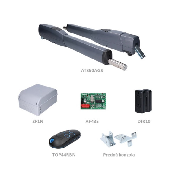 Pohon na 2-krídlovú bránu do 2x 5m/500kg 230V/250W/3000N - CAME LONG ATS50AGS (1x1x ZF1N, 1x AF43S, 1x TOP44RBN, 1 pár DIR10)