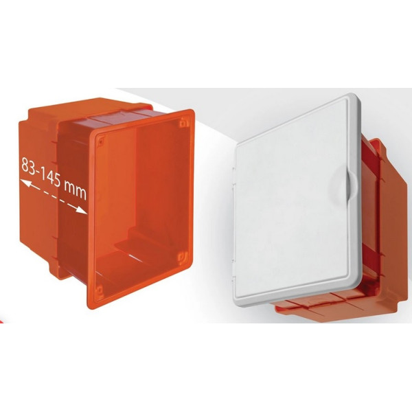 Krabica inštalačná pod omietku s dvierkami,nastavovacia,150/135,5/83-145mm_IP40 - PAWBOL R.8144D