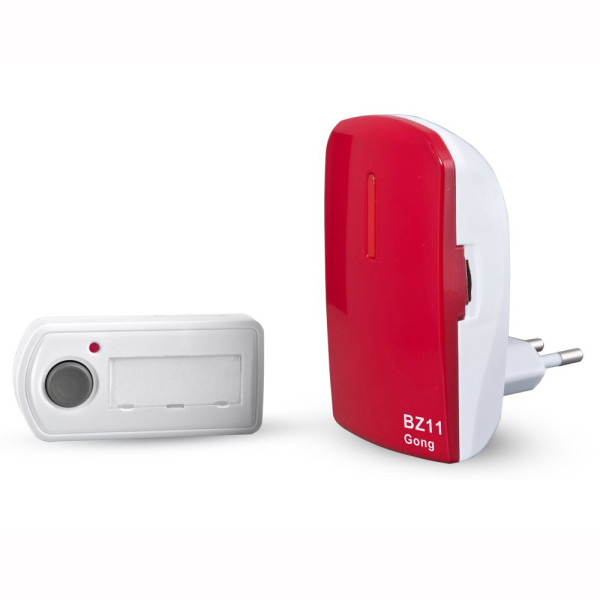 Zvonček - bezdrôtový 230V_12V tlačidlo_GONG_433,92MHz_150m_IP40_ČERVENÝ - BZ11