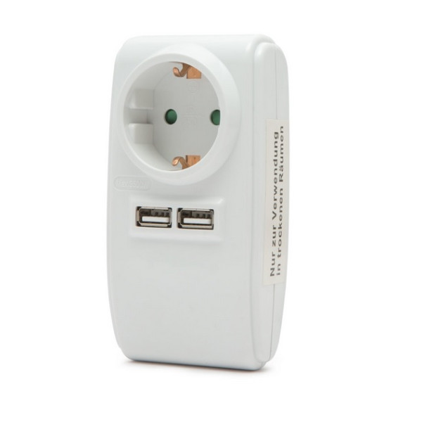 Adaptér USB nabíjací 2x USB_2 x 1,5A s priebežnou zásuvkou, biely - DELIGHT