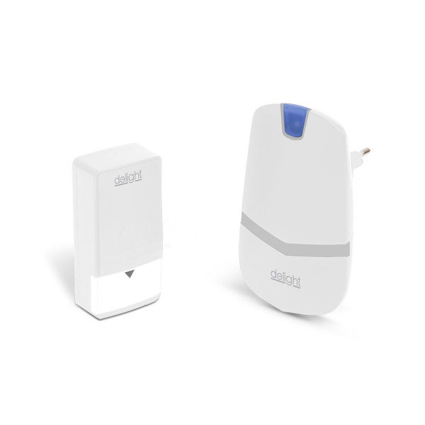 Zvonček - bezdrôtový 230V_dynamo tlačidlo_100m_IP44_36 melódií_433MHz_BIELY - DELIGHT 55342WH