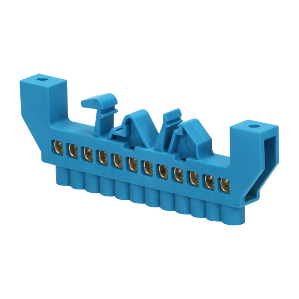 Rozvádzač - Svorkovnica - Mostík prepojovací na DIN lištu_12 otvorov 16 mm² _MODRÝ
