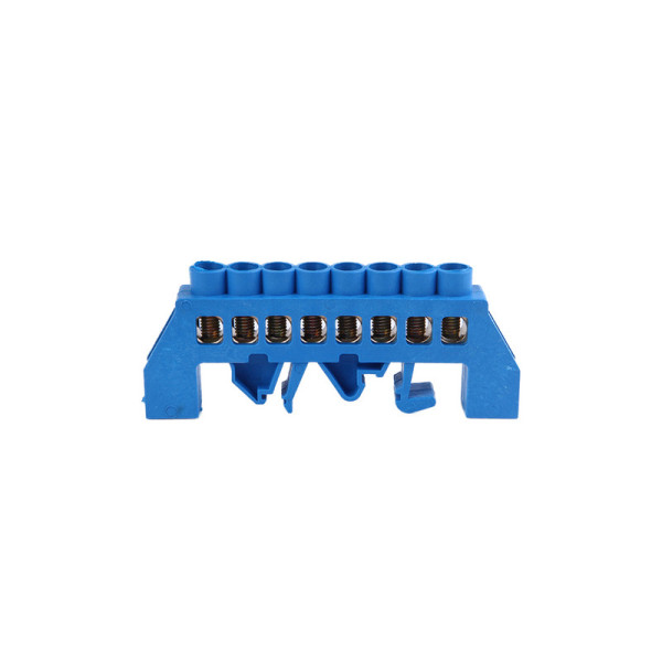 Rozvádzač - Svorkovnica - Mostík prepojovací na DIN lištu_8 otvorov 16 mm² _MODRÝ