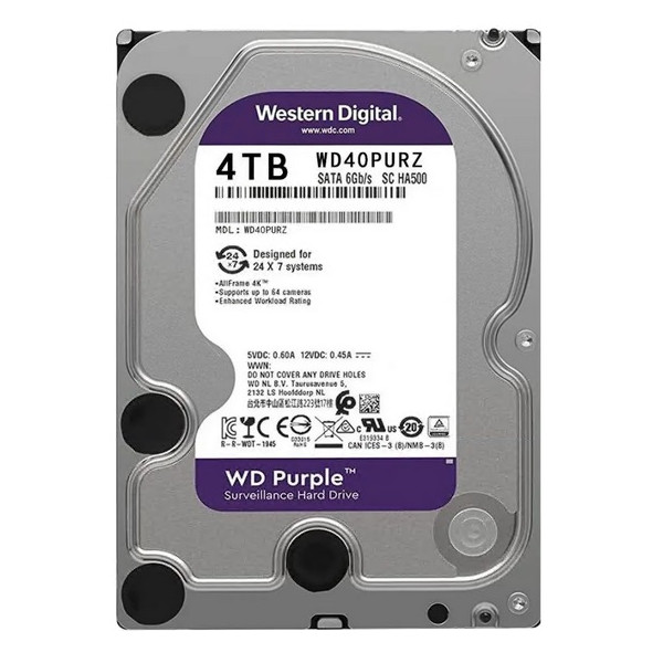 Pevný disk 4TB_3,5"_64MB_SATAIII_Intelli Power_3RZ, 24/7 - WD40PURZ-HDD4TBPurple