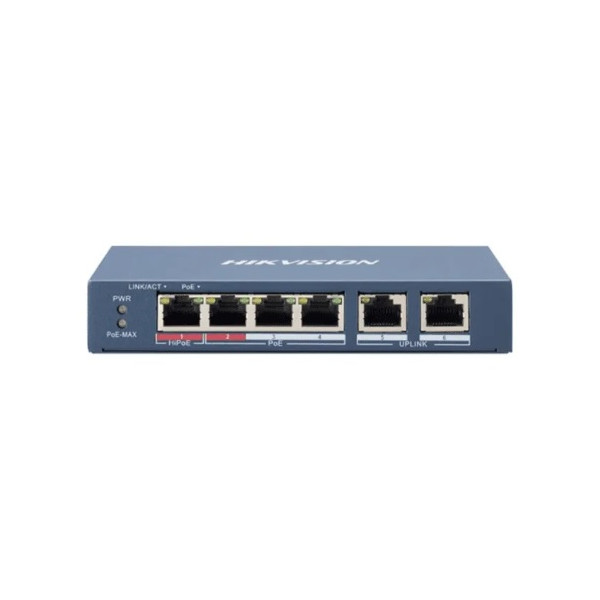 SWITCH POE 4xPoE+2x10/100/Mbps_Max.60W do 300m - HIKVISION-DS-3E1106HP-EI
