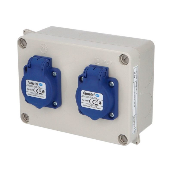 Zásuvková rozvodnica bez istenia - 2x250V_IP54_160x120x73mm - FAMATEL