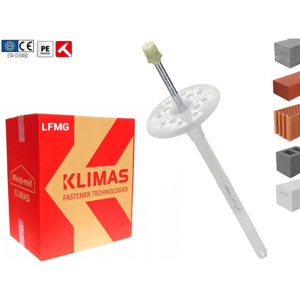 Hmoždinka fasádna tanierová s kovovým tŕňom LFMG 10 x 160mm