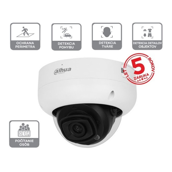 CCTV Kamera IP DOME 5MPx 2,8mm/111°_0,0009Lux_IR50m_MicroSD-256MB_POE_IP67_SMD, Object, Face, Smart Search - HDBW5541R-ASE-0280B