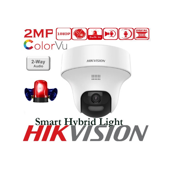 CCTV kamera TVI DOME HYBRID 2MPx; 2,8mm/105°_IR-25m/LED-20m_0,01Lux_DWDR_Ø124mm, 12VDC, Mikrofón - DS-2CE70D0T-PTLXTS