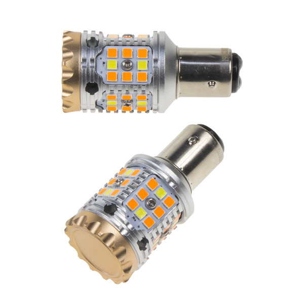 Autožiarovka 12/24V - BAY15d - BIELA/ORANŽOVÁ LED_CAN_40ks/3030 SMD - dvojvláknová (2ks)