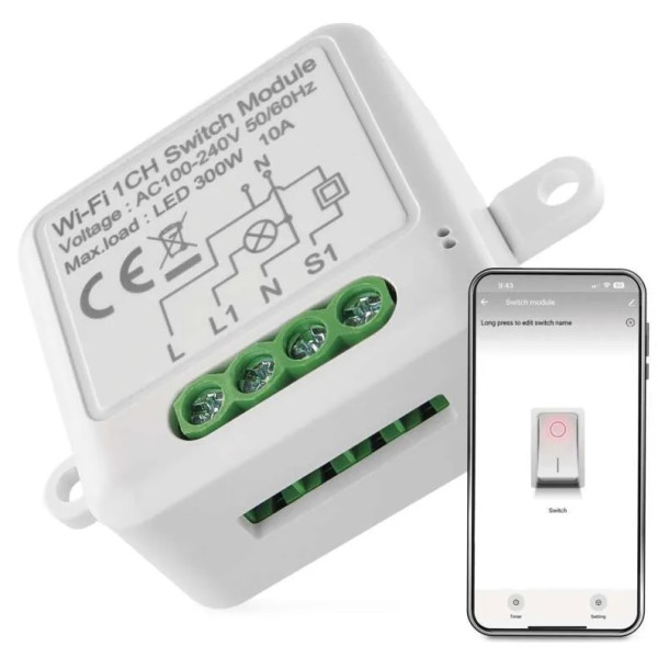 EMOS GOSMART - Modul spínací 1-kanálový 230VAC/10A, WiFi 2,4 GHz - IP-2101SW