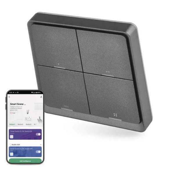 EMOS GOSMART - Ovládač scén 4-kanálový_230V/0,3W; Zigbee 3.0_ČIERNY - H5016