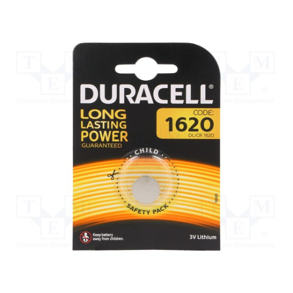 Batéria CR1620_3V_79mAh_Ø16x2mm_LITHIUM -DURACELL (1ks/blister)