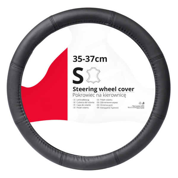 Poťah na volant - čierny 35-37cm kožený - SWC-48-S