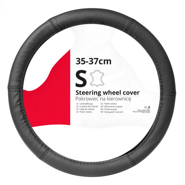 Poťah na volant - čierny 35-37cm kožený - SWC-50-S