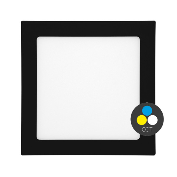 Svietidlo - Podhľadové LED panel čierna_ŠTVOREC_3000K/4000K/6000K_12W_960lm_160°_170x170x50mm_IP44 - ECOLITE Rafa