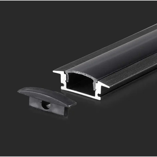 Lišta na LED pás na zapustenie_24,7x7mm_ČIERNA_2m - V-TAC VT-8106B