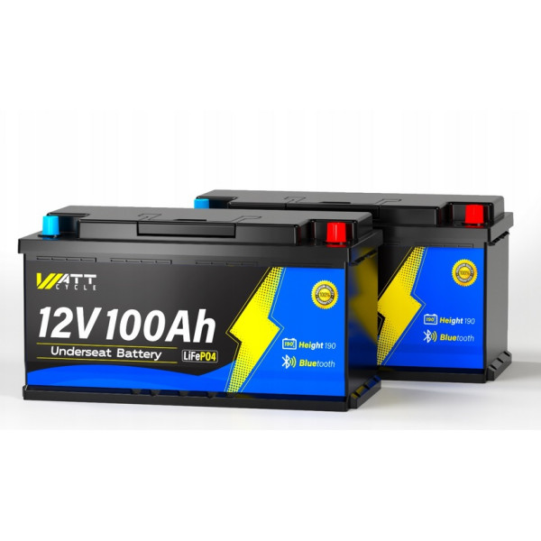 Autobatéria 12V/100Ah_LiFePo4 pre karavany_Pod sedadlo_S Bluetooth_D:354xŠ:176xV:187mm - VATT  Cycle