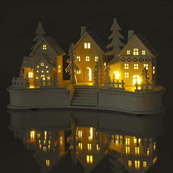 Vianoce - Dedinka drevená_6ks LED_BIELA teplá_IP20_30x15x16,5cm - RETLUX RXL 407