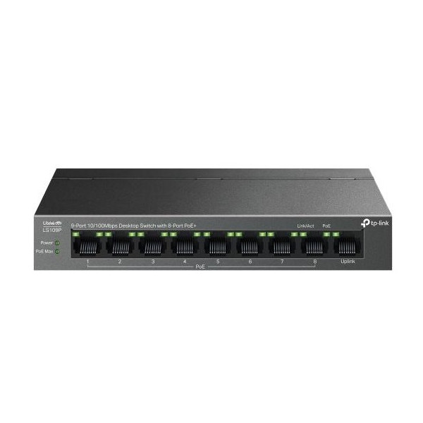 SWITCH POE 8x 10/100Mbps + 1x Non POE 100Mbps Max. 73W/15,4W do 100/250m - TP-LINK LS109P