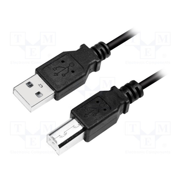 Kábel USB 2.0 - USB A vidlica,USB B vidlica _2m_čierna - LOGILINK