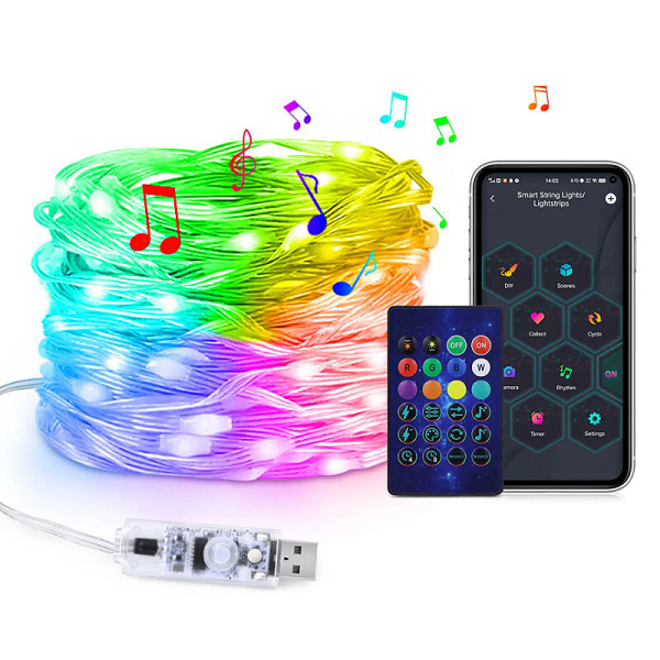 LED pásik 10m_RGB_100LED_BIELY podklad_Android/iOS_USB pripojenie_IP65 + DO