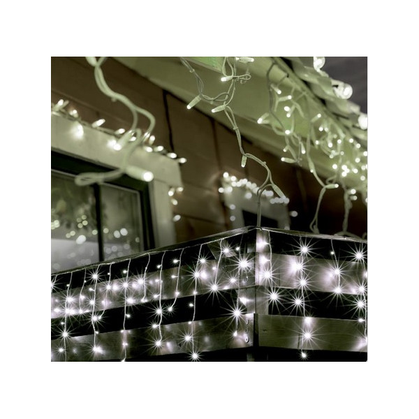 Vianoce - Záves_300ks LED_BIELA studená_10+5m_IP44_6h ON/ 18h OFF_8 programov - KKF 308/WH